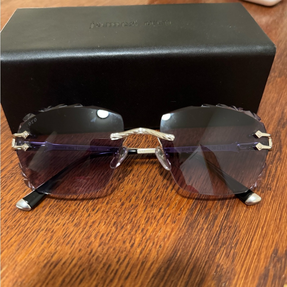 James Oro Gem Cut Purple Gradient Sunglasses